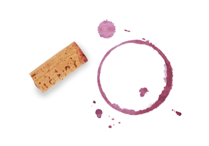 A wine soaked cork on white background.